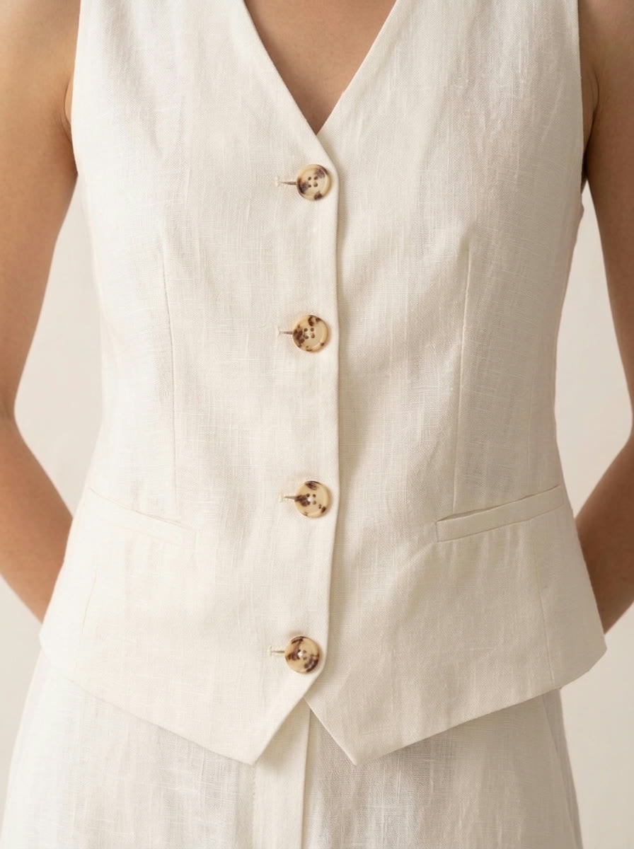 Linen Maxi Suit — Ivory, view 6