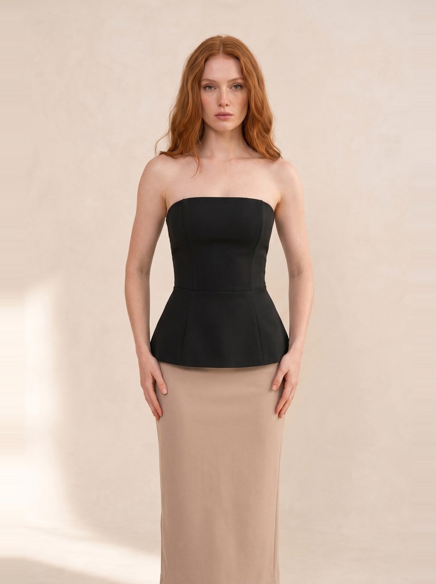 Peplum Evening Corset — Black