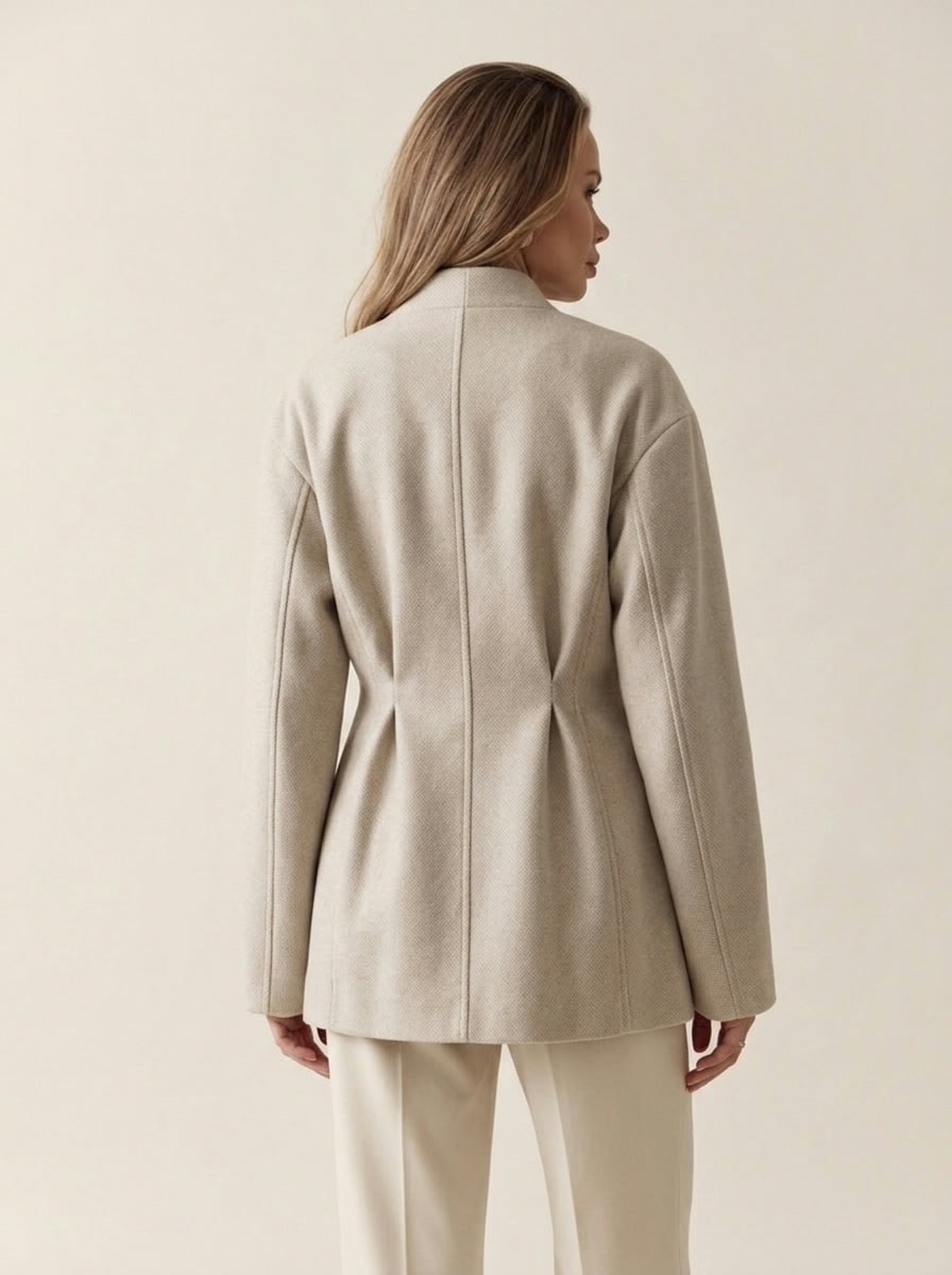 Fitted Blazer Coat — Sand, view 4