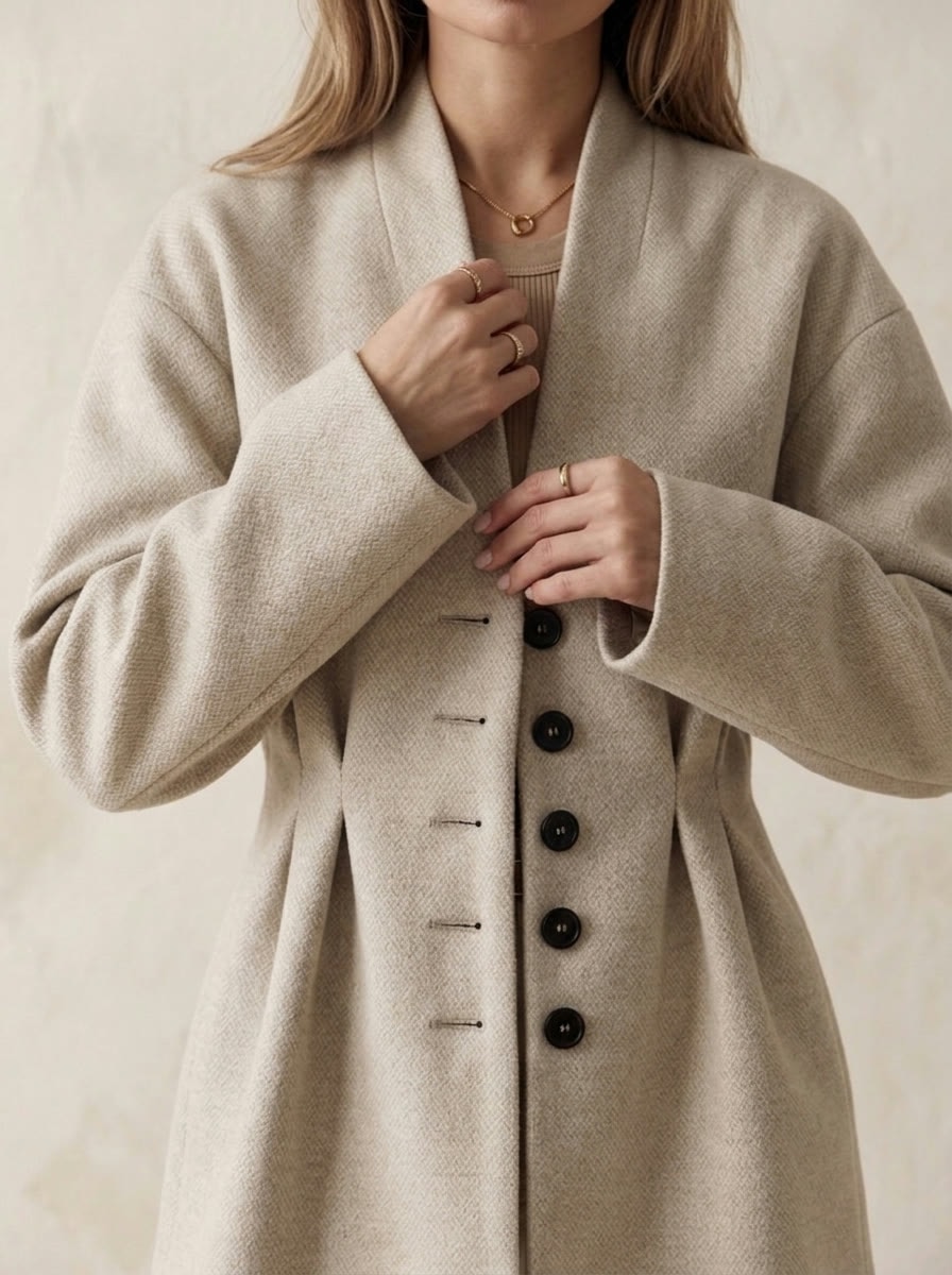 Fitted Blazer Coat — Sand, view 6