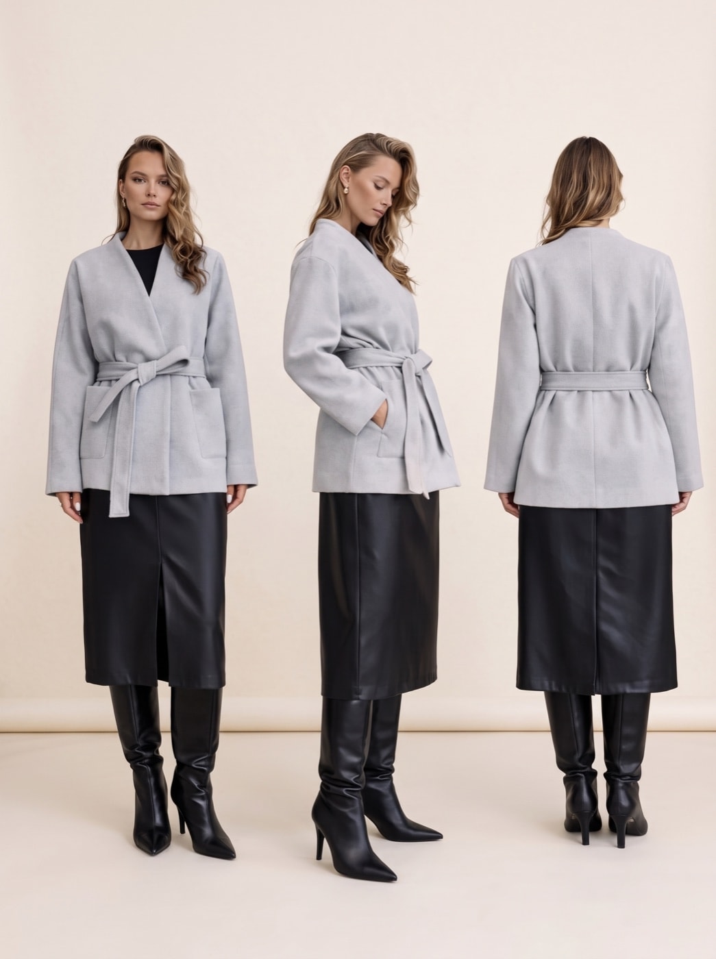 Short Kimono Coat — Sand, view 2