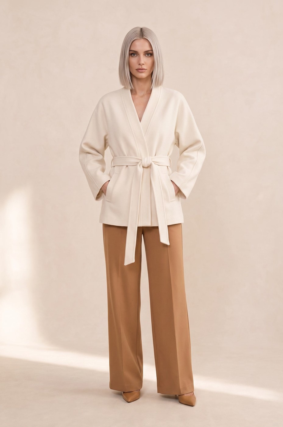 Short Kimono Coat — Ivory