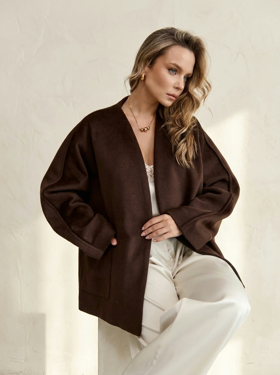 Spring Kimono Coat — Sand, view 3