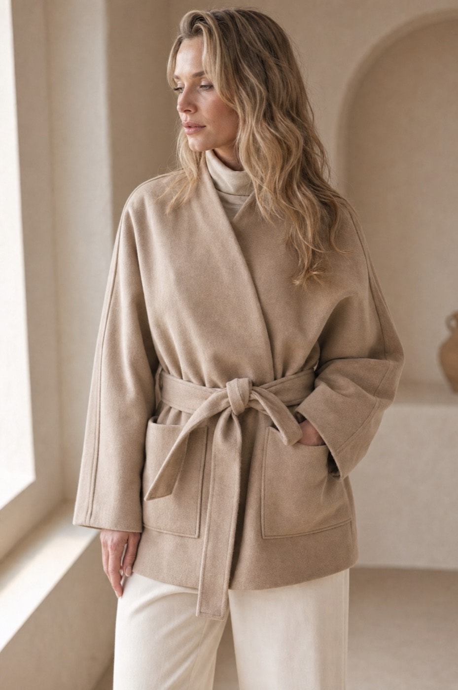 Spring Kimono Coat — Sand, view 5