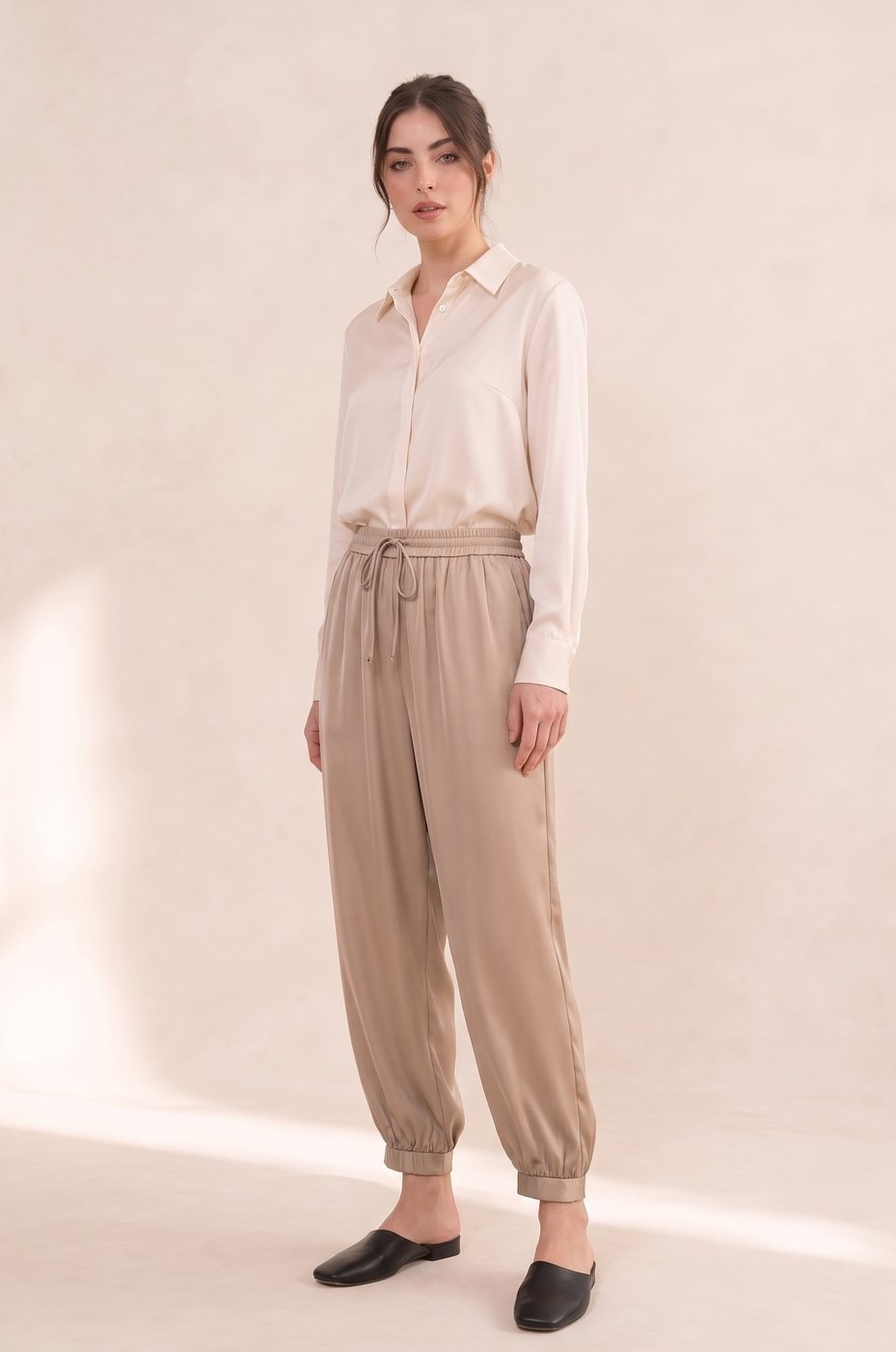 Draped Harem Trousers — Sand