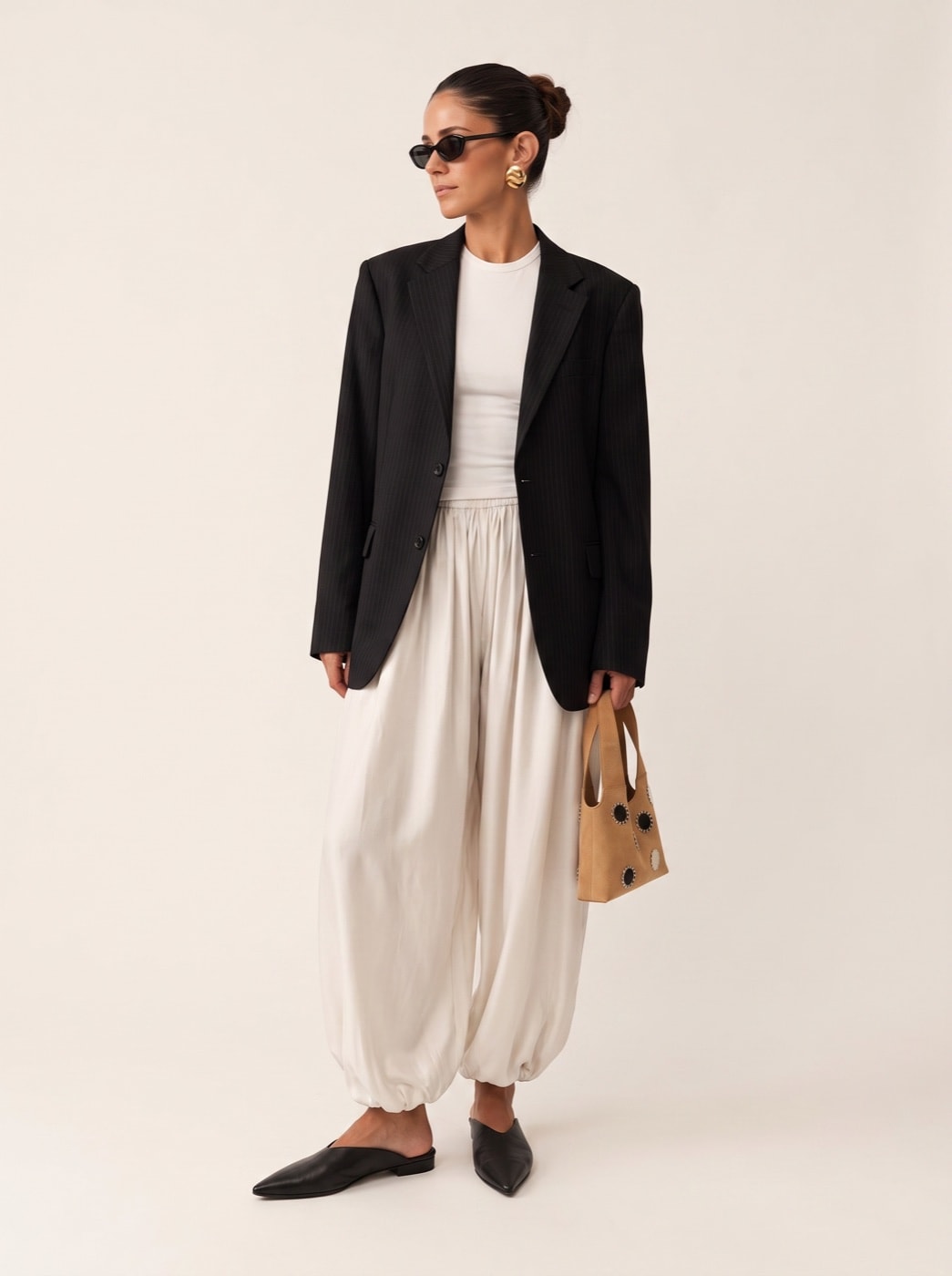 Draped Harem Trousers — Sand